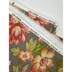 Waverly Sun N Shade Outdoor Fabric 55x156in Floral Print Gray Multicolor